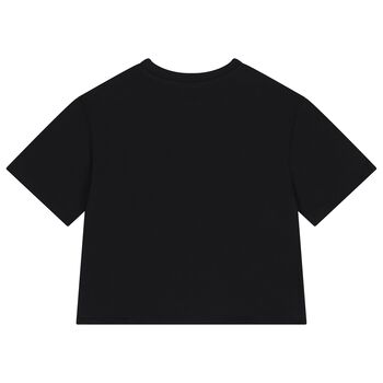 Girls Black Embellished Logo T-Shirt