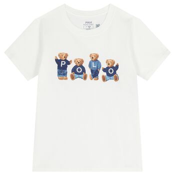 Boys White Polo Bear T-Shirt