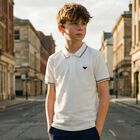 Boys White Logo Polo Shirt , 1, hi-res