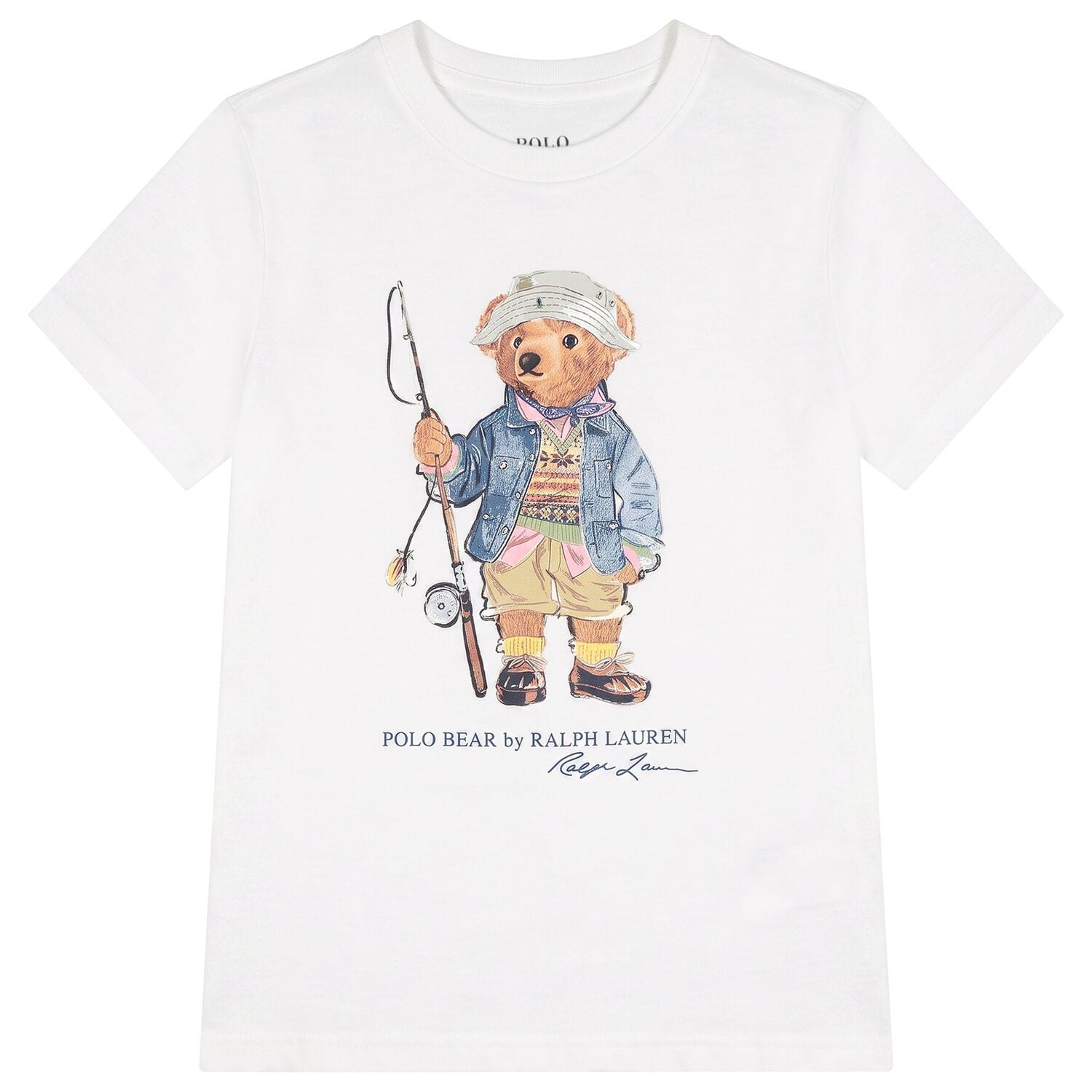 Boys White Fishing Polo Bear T-Shirt, 1, hi-res