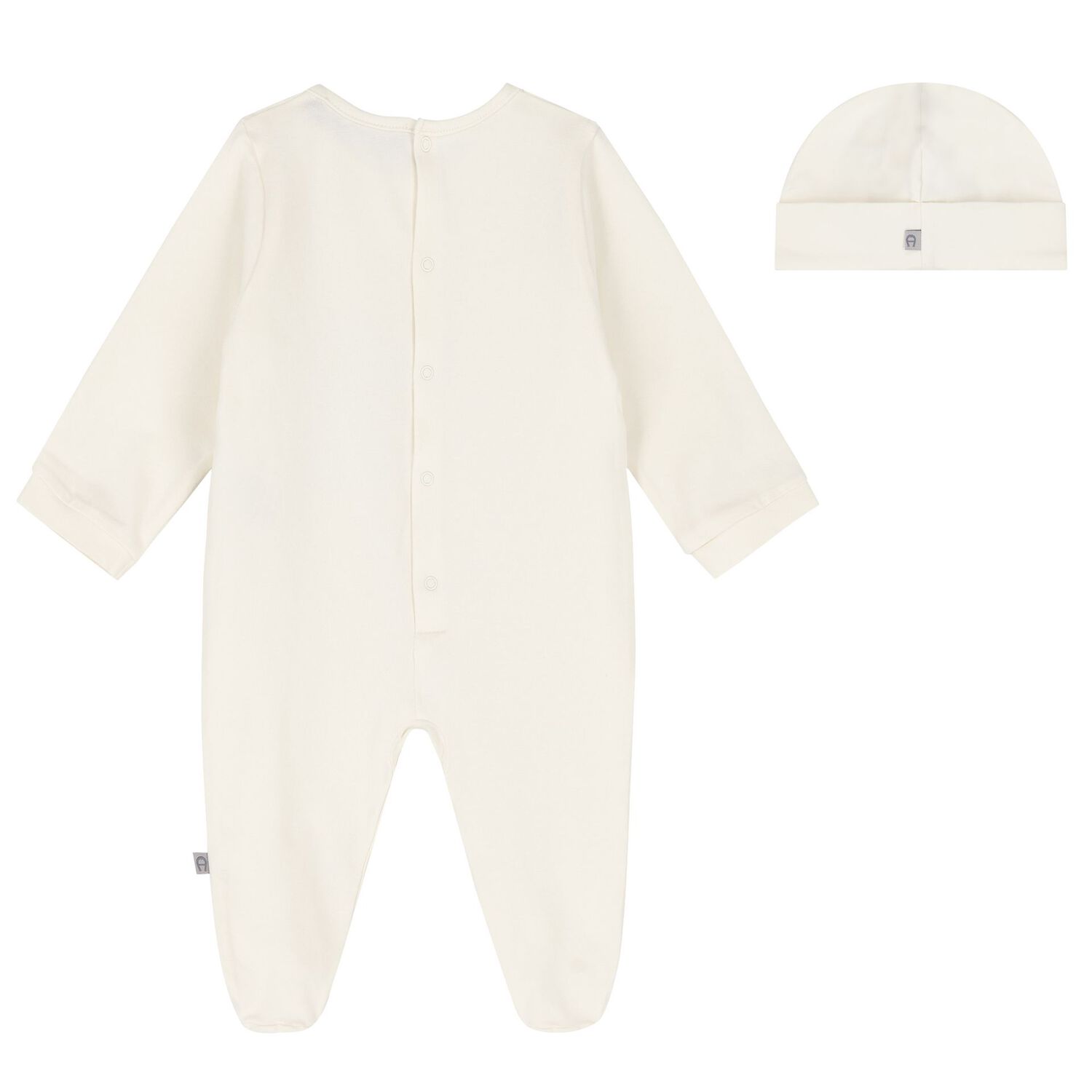 Ivory & Gold Logo Babygrow & Hat Gift Set, 1, hi-res image number null