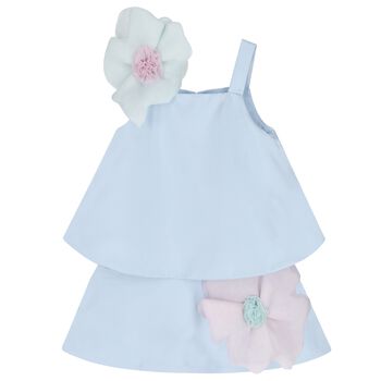 Girls Blue Organza Flower Dress