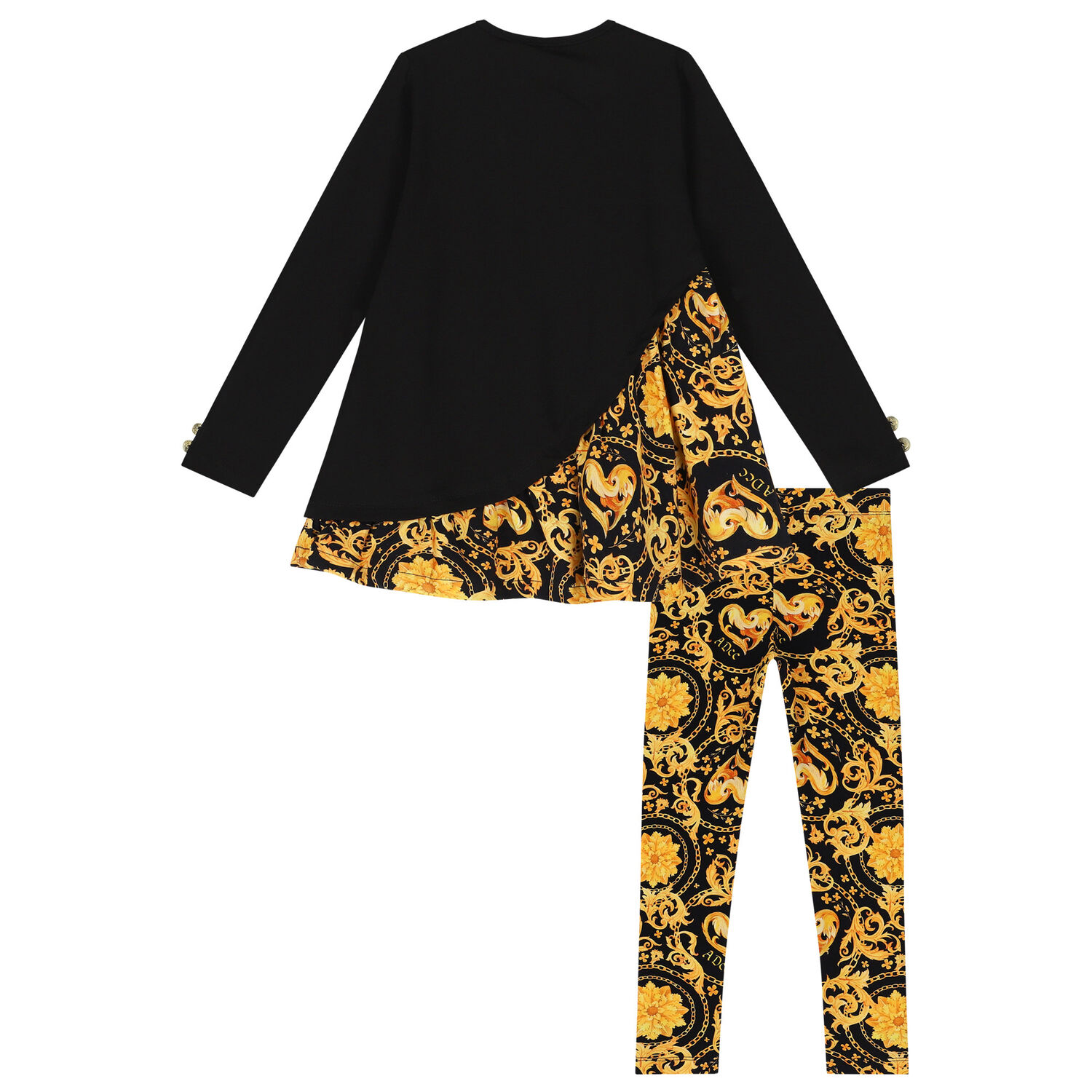 Girls Black & Gold Leggings Set, 1, hi-res