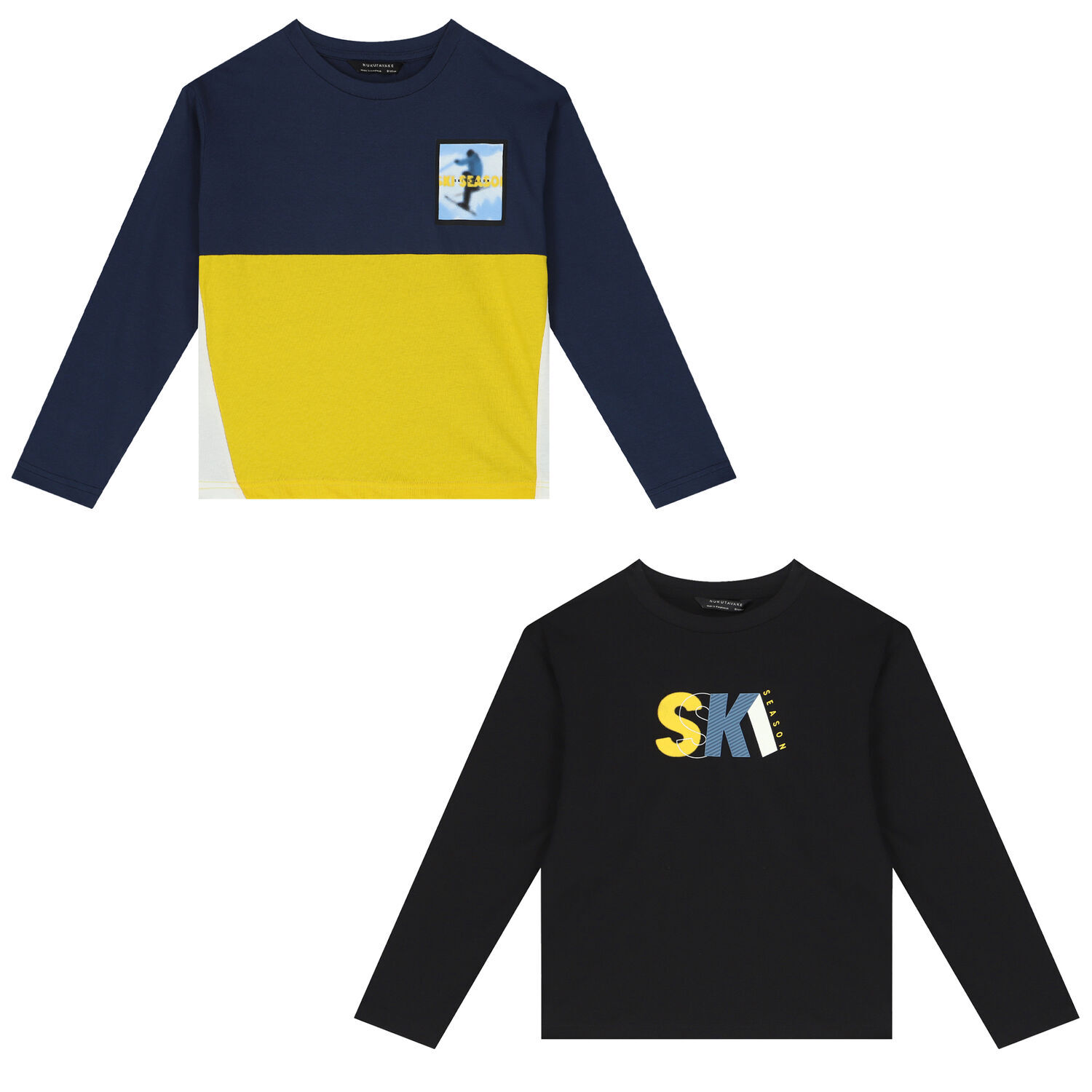 Boys Blue, Yellow & Black Long Sleeve Top ( 2-Pack ), 1, hi-res image number null