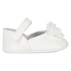 Baby Girls White Flower Pre Walker Shoes, 3, hi-res