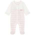 Baby Girls White & Pink Babygrows ( 2-Pack ), 1, hi-res