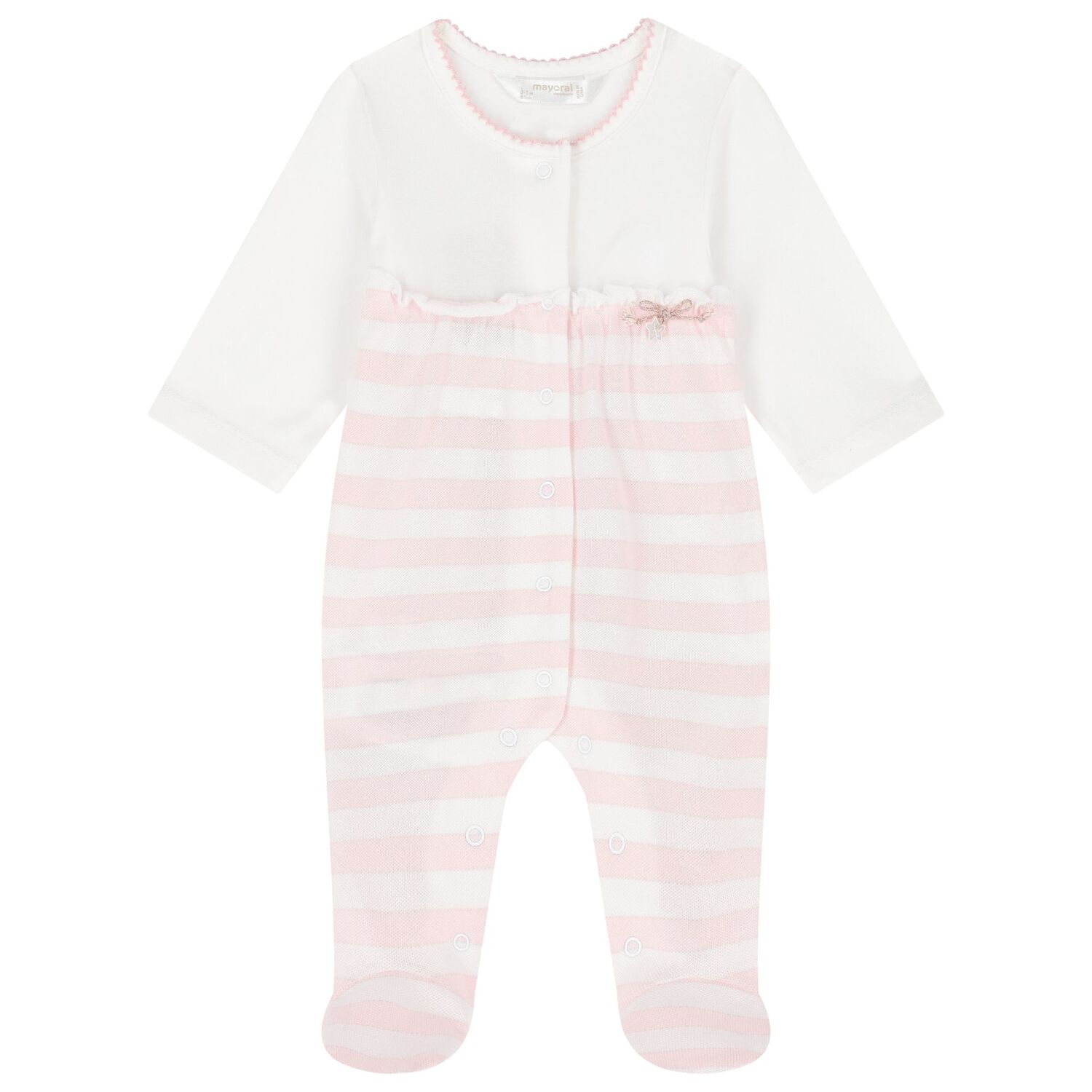Baby Girls White & Pink Babygrows ( 2-Pack ), 1, hi-res