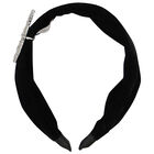 Girls Black Embellished Velvet Headband, 1, hi-res