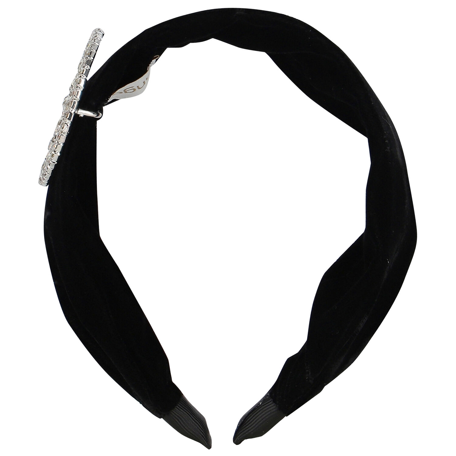 Girls Black Embellished Velvet Headband, 1, hi-res