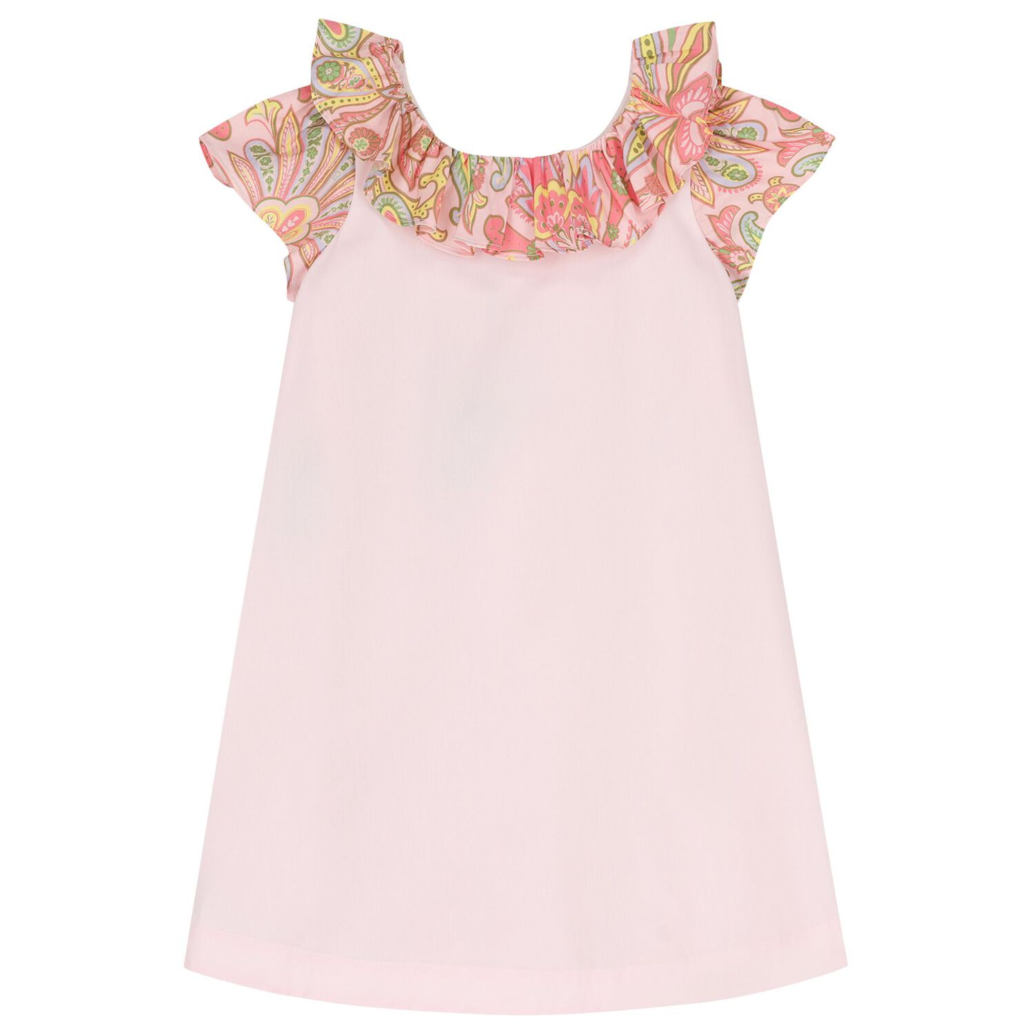 Girls Pink Ruffle Paisley Dress, 1, hi-res