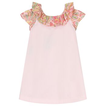 Girls Pink Ruffle Paisley Dress