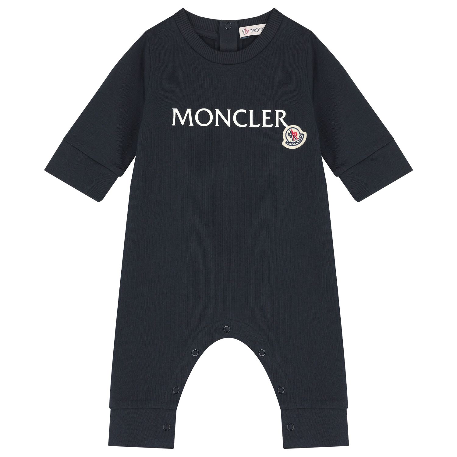 Baby Boys Navy Blue Logo Romper, 1, hi-res
