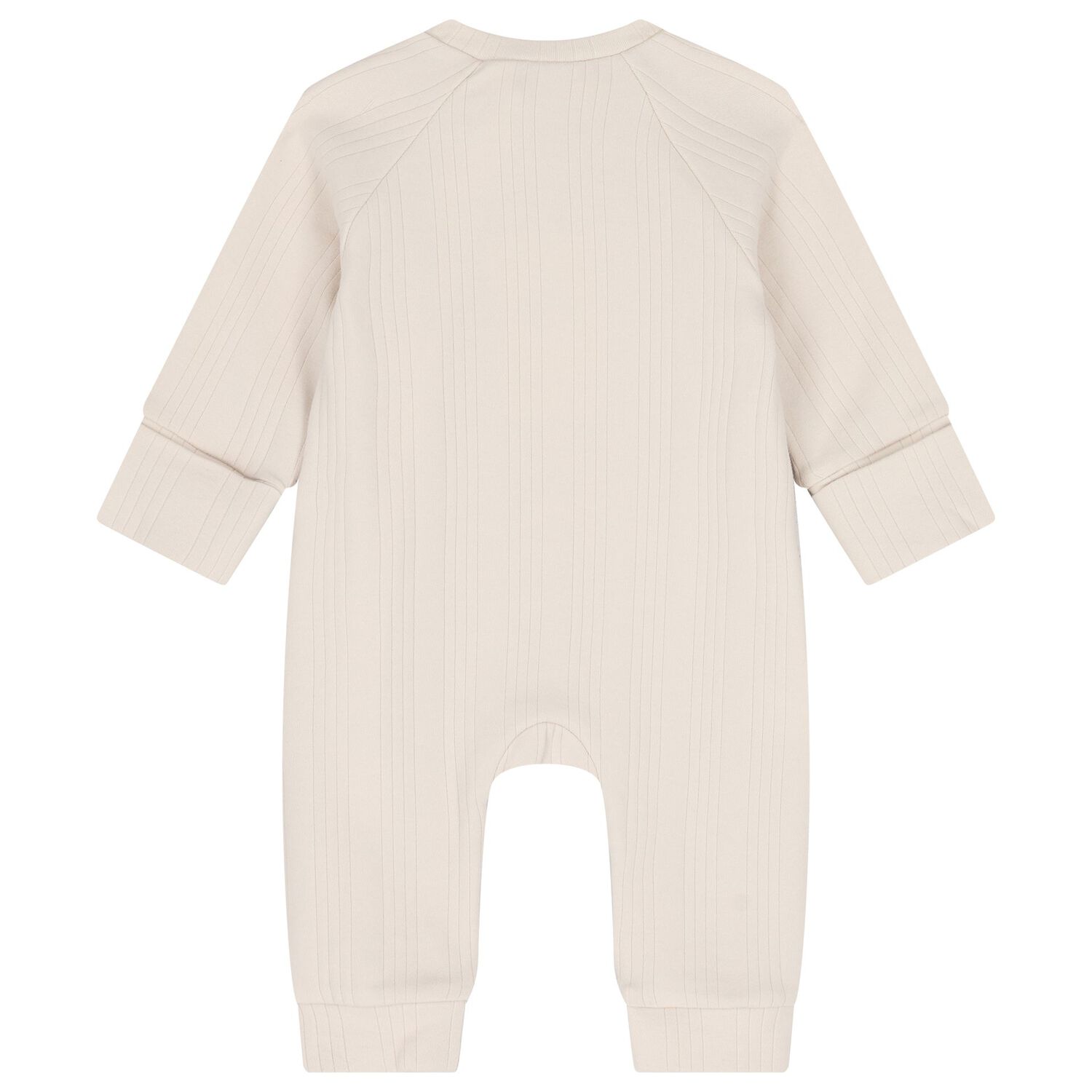 Beige Balloon Motif Ribbed Baby Romper, 1, hi-res