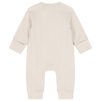 Beige Balloon Motif Ribbed Baby Romper