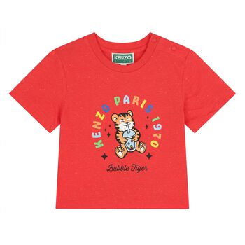 Younger Boys Red Bubble Tiger T-Shirt