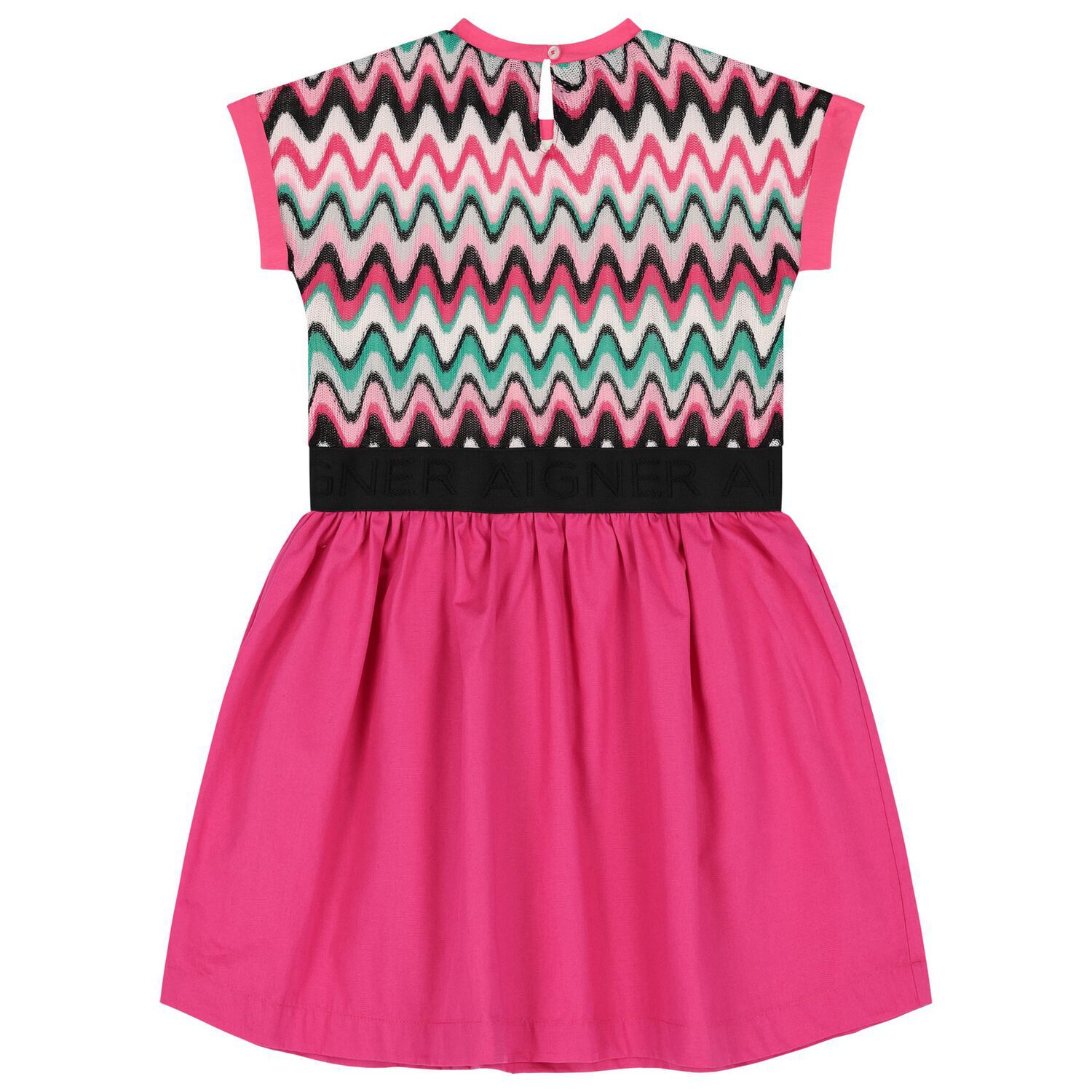 Girls Pink Logo Zig-Zag Dress, 1, hi-res