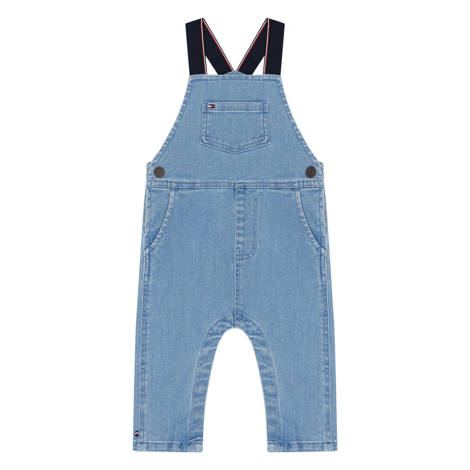 Baby Boys White & Blue Dungaree Set, 1, hi-res