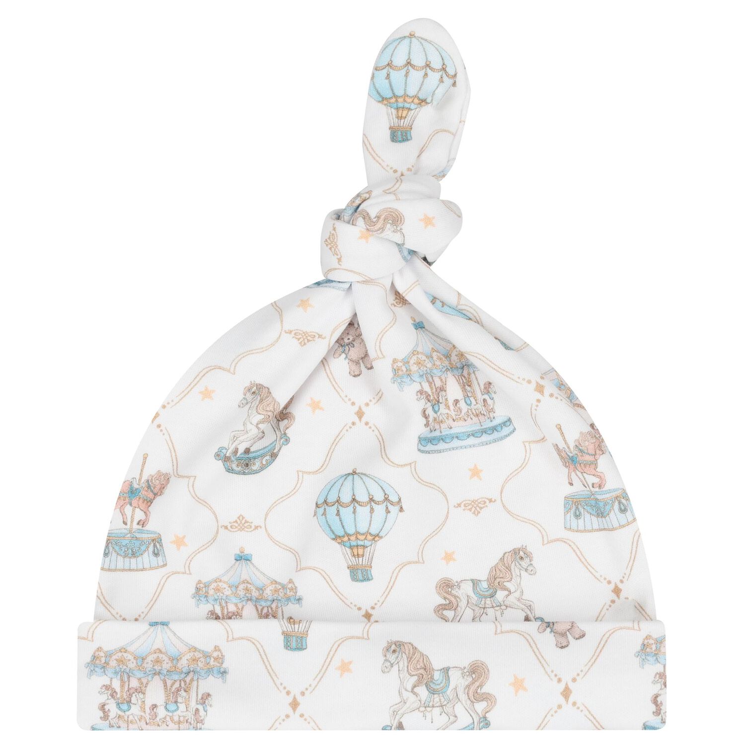 Baby Boys Blue & White Carousel & Hot Air Balloon Babygrow Set, 1, hi-res