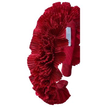 Girls Red Pleated Ruffled Headband