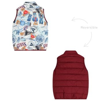 Boys White, Blue & Burgundy Reversible Gilet