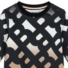 Younger Boys Black & Beige Monogram Sweatshirt, 1, hi-res