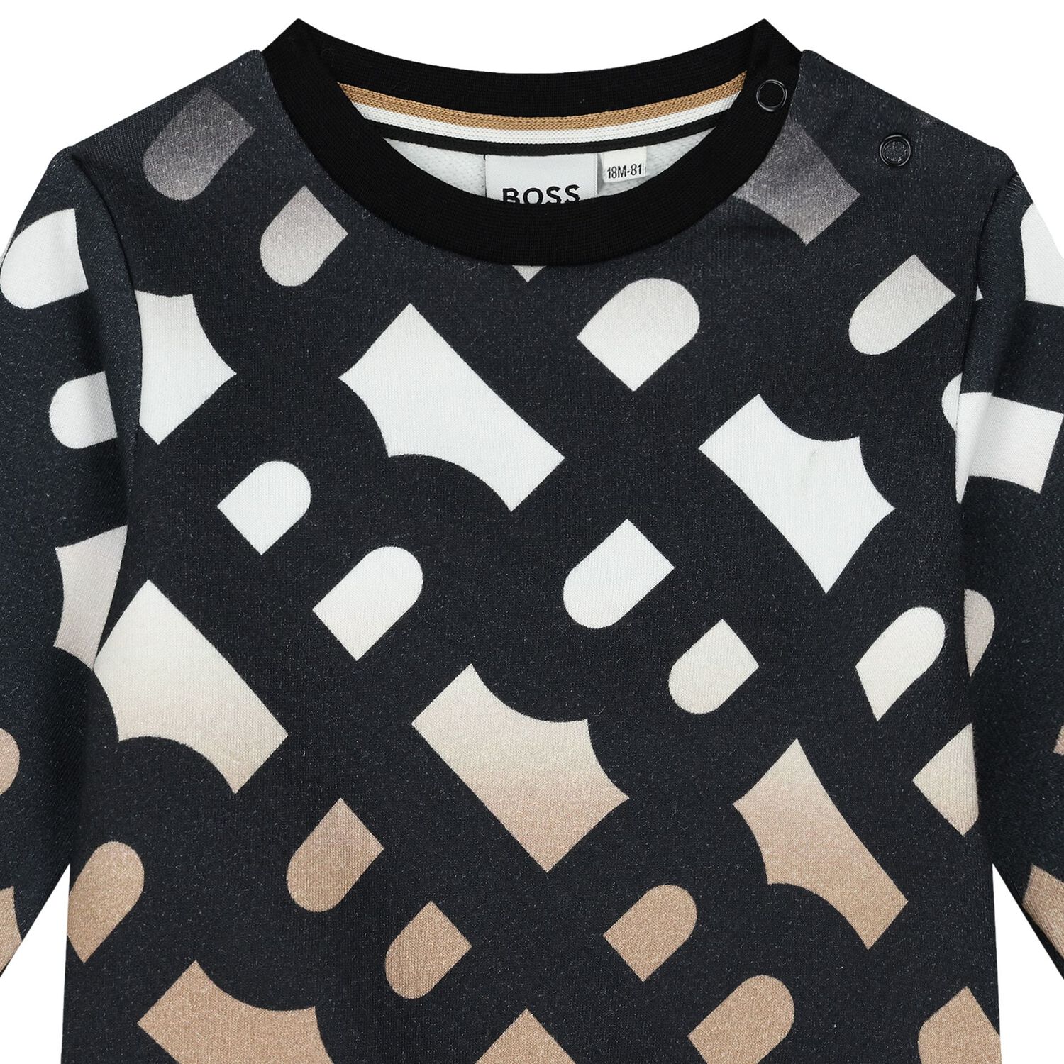 Younger Boys Black & Beige Monogram Sweatshirt, 1, hi-res