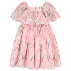 Girls Pink Chiffon Floral Dress, 1, hi-res