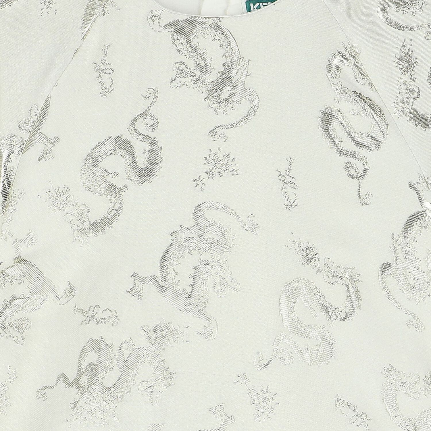 Girls Ivory & Gold Dragons Jacquard Dress, 1, hi-res