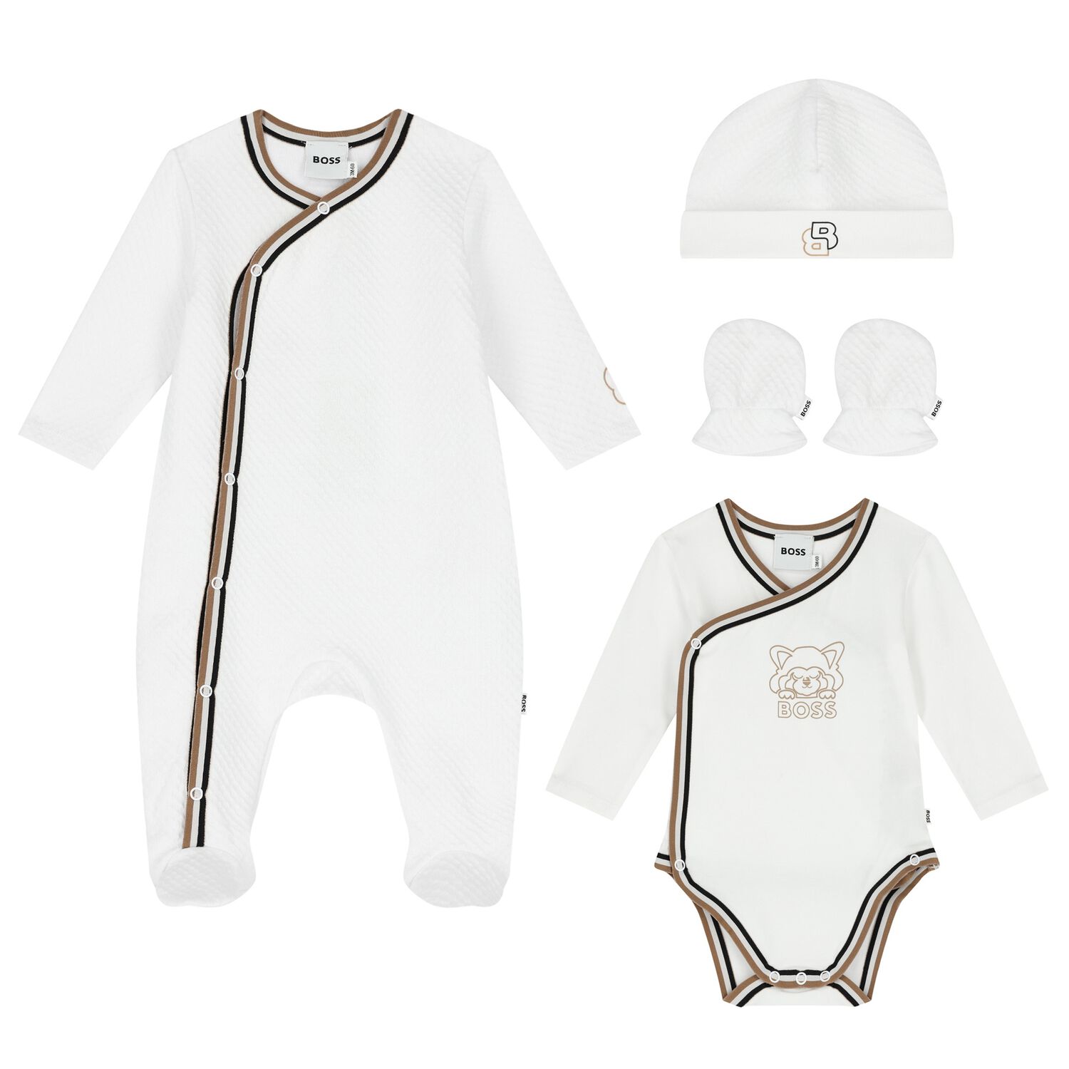 White Logo Babygrow Gift Set, 1, hi-res