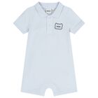 Baby Boys Blue Logo Romper, 2, hi-res