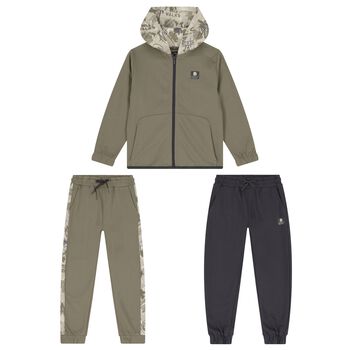 Boys Green & Grey Tracksuit Set (3 Piece)