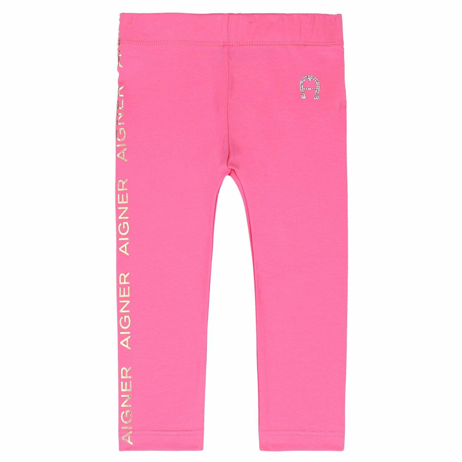 Younger Girls Pink Logo Leggings, 1, hi-res image number null