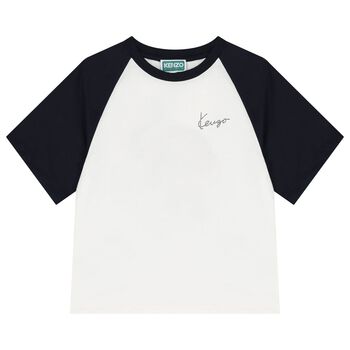 KENZO KIDS Boys Ivory Tiger Logo T-Shirt, 1 Boys Ivory Tiger Logo T-Shirt
