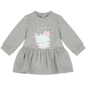 Younger Girls Grey Cat Dress