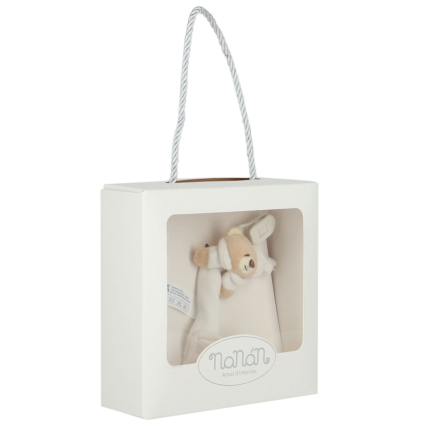 White Teddy Bear Baby Dummy Clip, 1, hi-res image number null