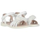 Girls White Flower Sandals, 1, hi-res