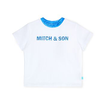 Boys White & Blue Logo T-Shirt