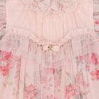 Baby Girls Glittery Pink Floral Tulle Dress , 2, hi-res