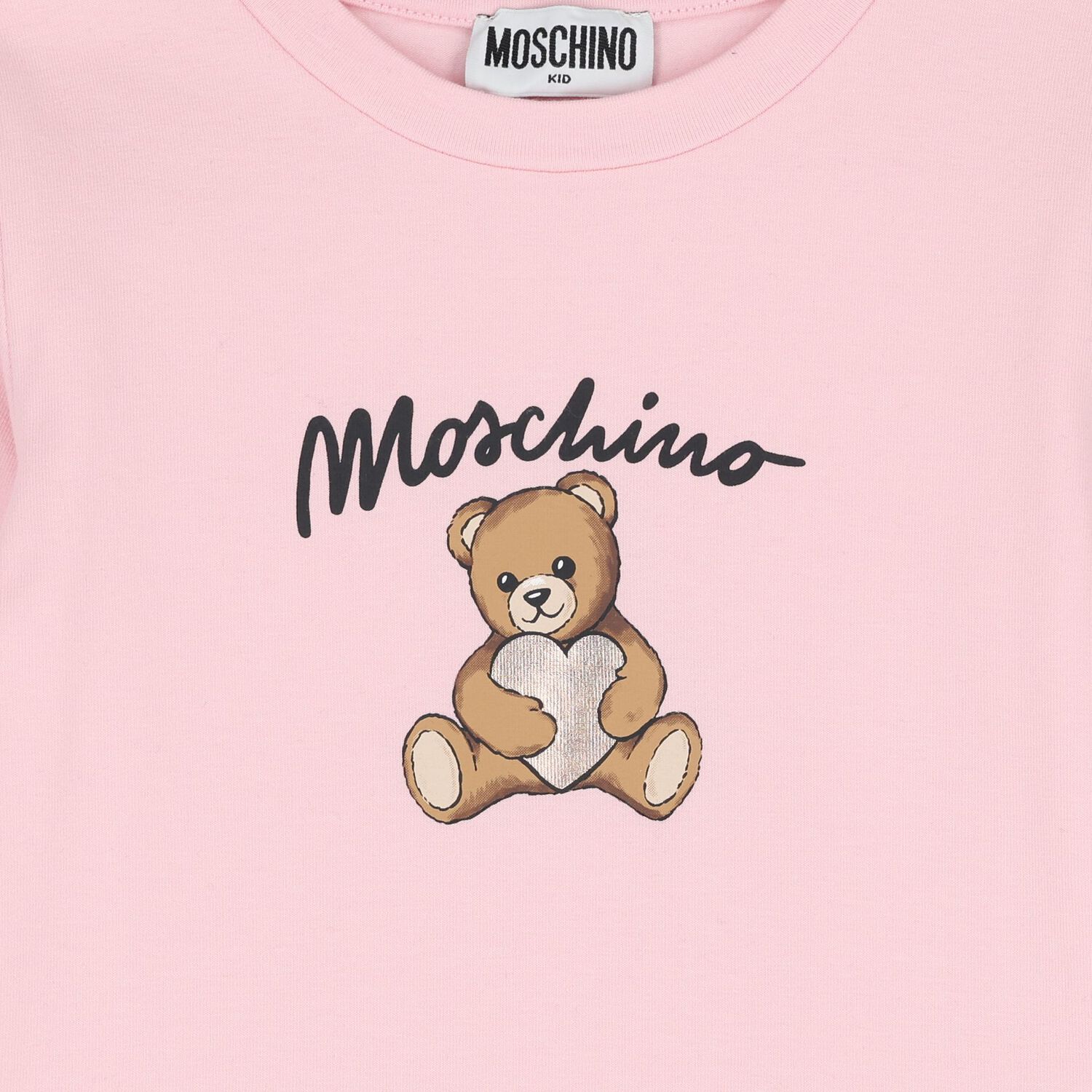 Girls Pink Teddy Bear Logo Long Sleeve Top, 4, hi-res image number null