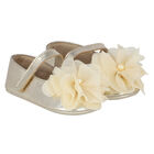 Baby Girls Gold Flower Shoes, 1, hi-res