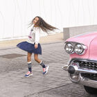 Girls Gold & Navy Embellished Trainers, 1, hi-res