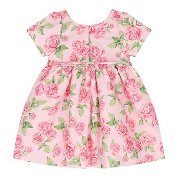 Baby Girls Pink Logo Floral Dress