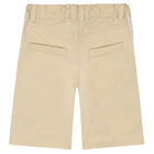Boys Beige Logo Shorts, 3, hi-res