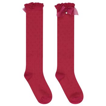 Girls Red Bow Knitted Socks