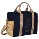 Navy Blue & Beige Logo Baby Changing Bag, 1, hi-res
