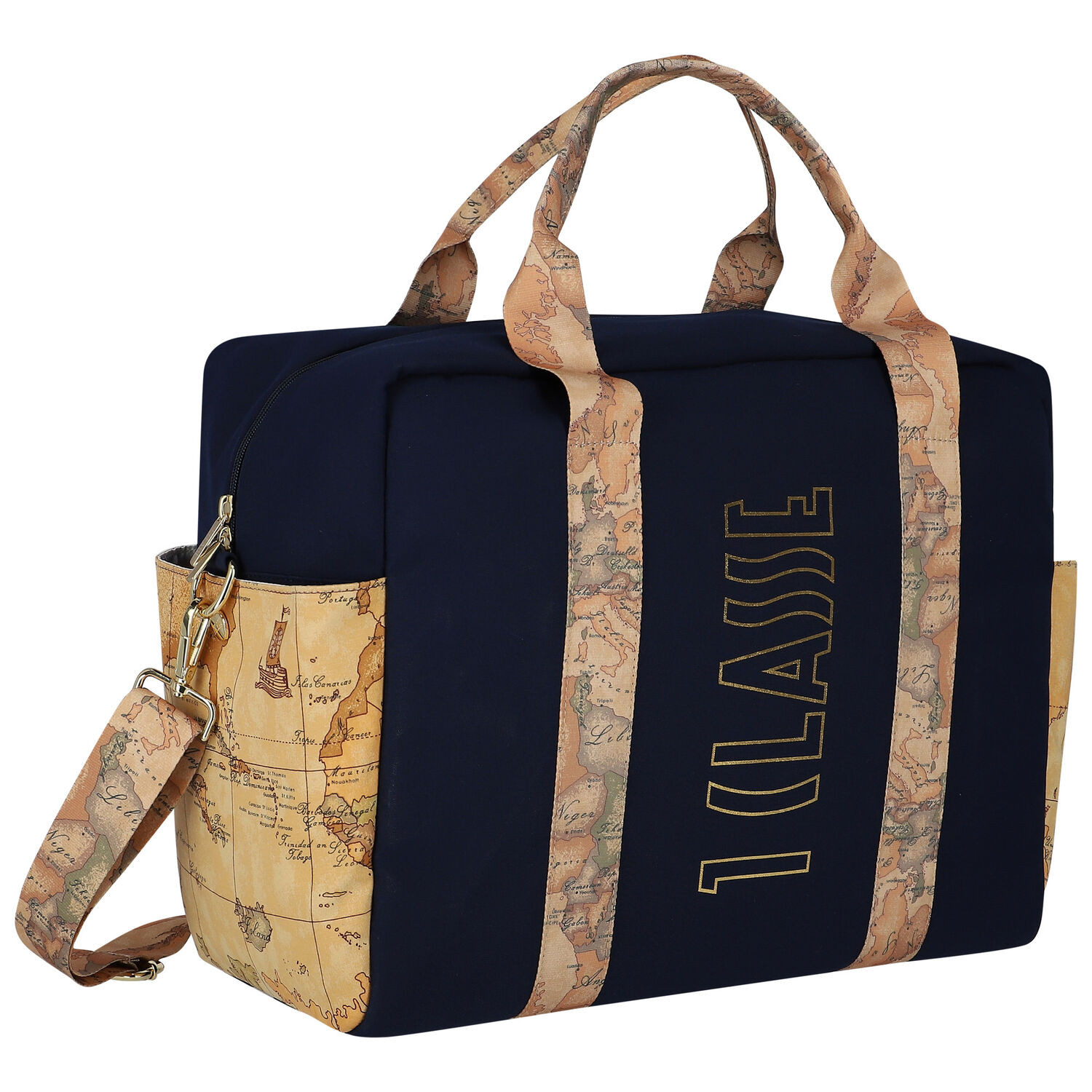 Navy Blue & Beige Logo Baby Changing Bag, 1, hi-res