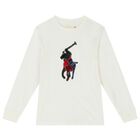 Boys Ivory Logo Long Sleeve Top, 2, hi-res