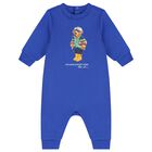 Baby Boys Blue Polo Bear Romper, 1, hi-res
