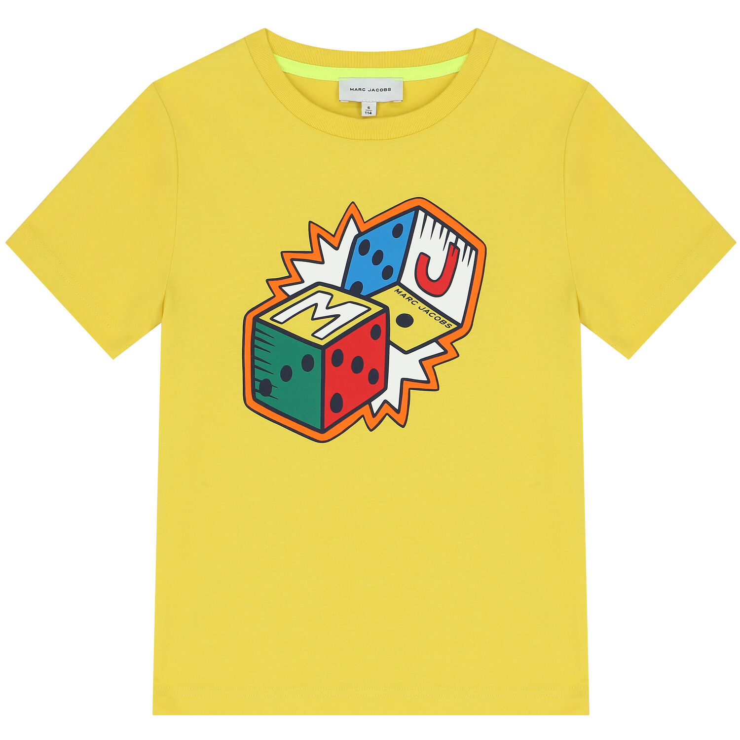 Boys Yellow Logo Dice T-Shirt, 1, hi-res