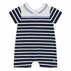 Baby Boys Navy Blue & White Striped Shortie, 1, hi-res